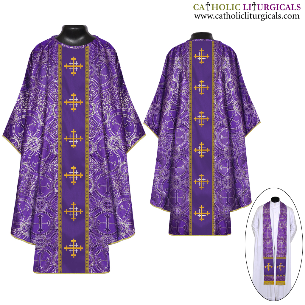 Gothic Chasubles&nbsp;Metallic Purple Gothic Vestment & Stole Set