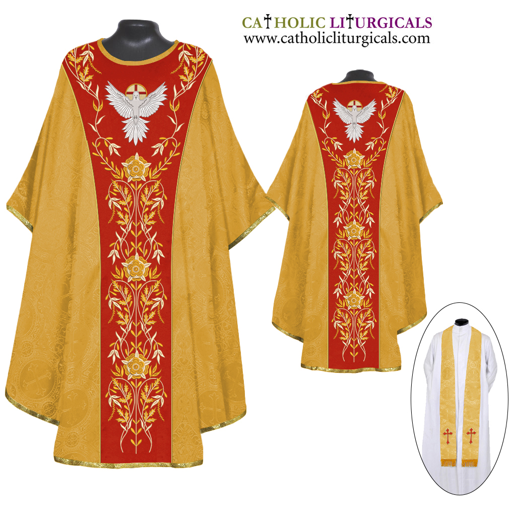 Gothic Chasubles&nbsp;Yellow Gold Gothic Vestment & Stole Set
