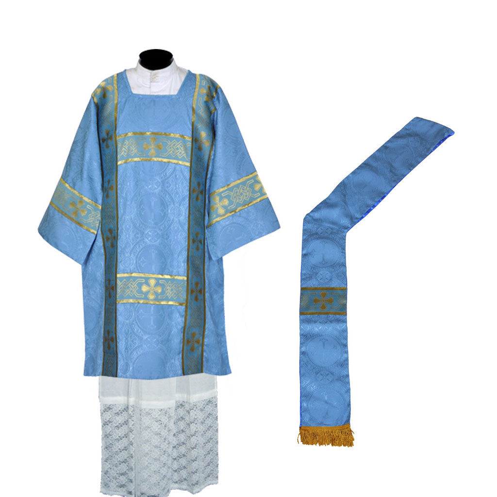 Deacon Dalmatics&nbsp;Marian Blue Dalmatic Vestment & Mass Set