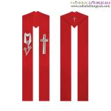 Priest Stoles - Red Priest Stole - Cross & Nails Embroidery